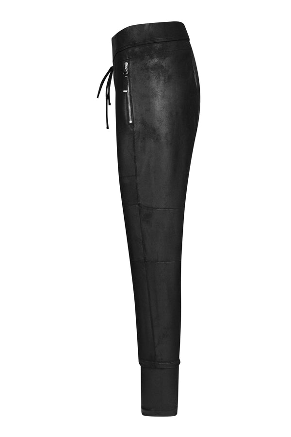 RAFFAELLO ROSSI Candy Leather Look Jersey Pant, Black