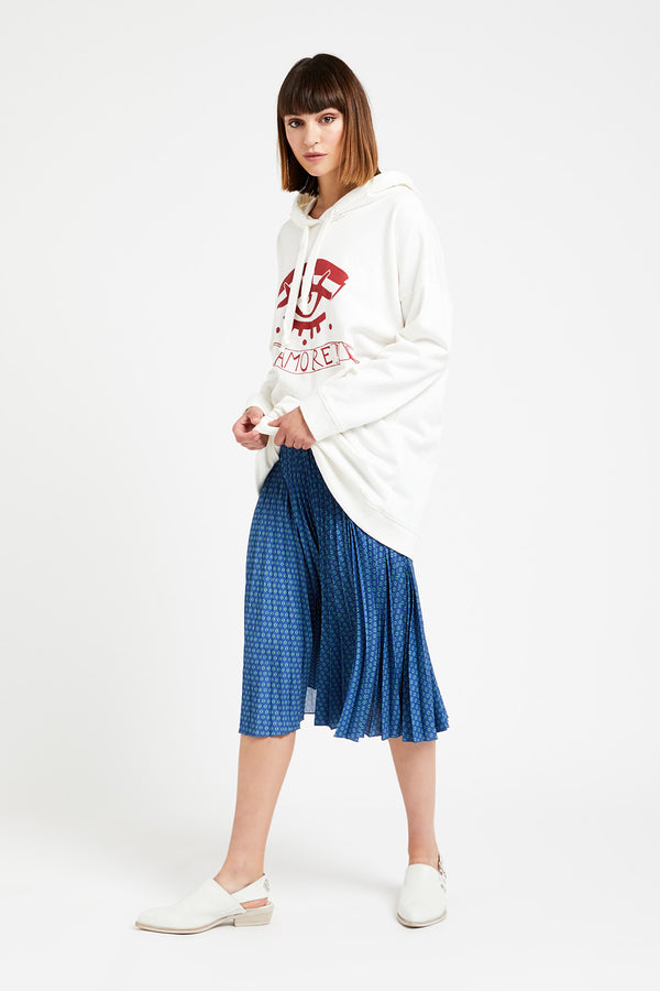 Ottod'Ame, Monogram midi poodle skirt with pleating, Iris Blue