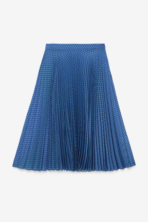 Ottod'Ame, Monogram midi poodle skirt with pleating, Iris Blue