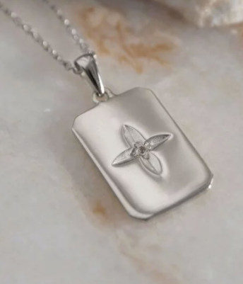 MURKANI Desert Flower Rectangle Necklace - Sterling Silver