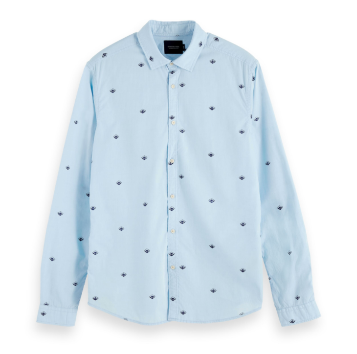 Scotch & Soda, Ams Blauw light weight shirt with print Combo A
