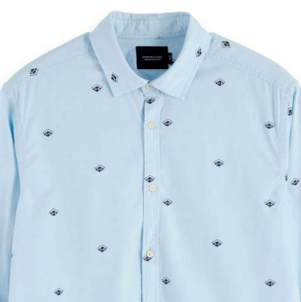 Scotch & Soda, Ams Blauw light weight shirt with print Combo A