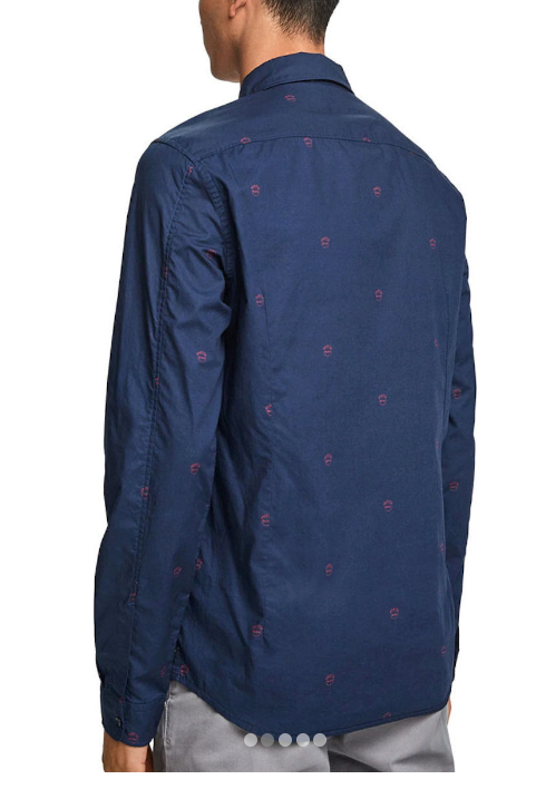 Scotch & Soda, Ams Blauw light weight shirt with print - Navy