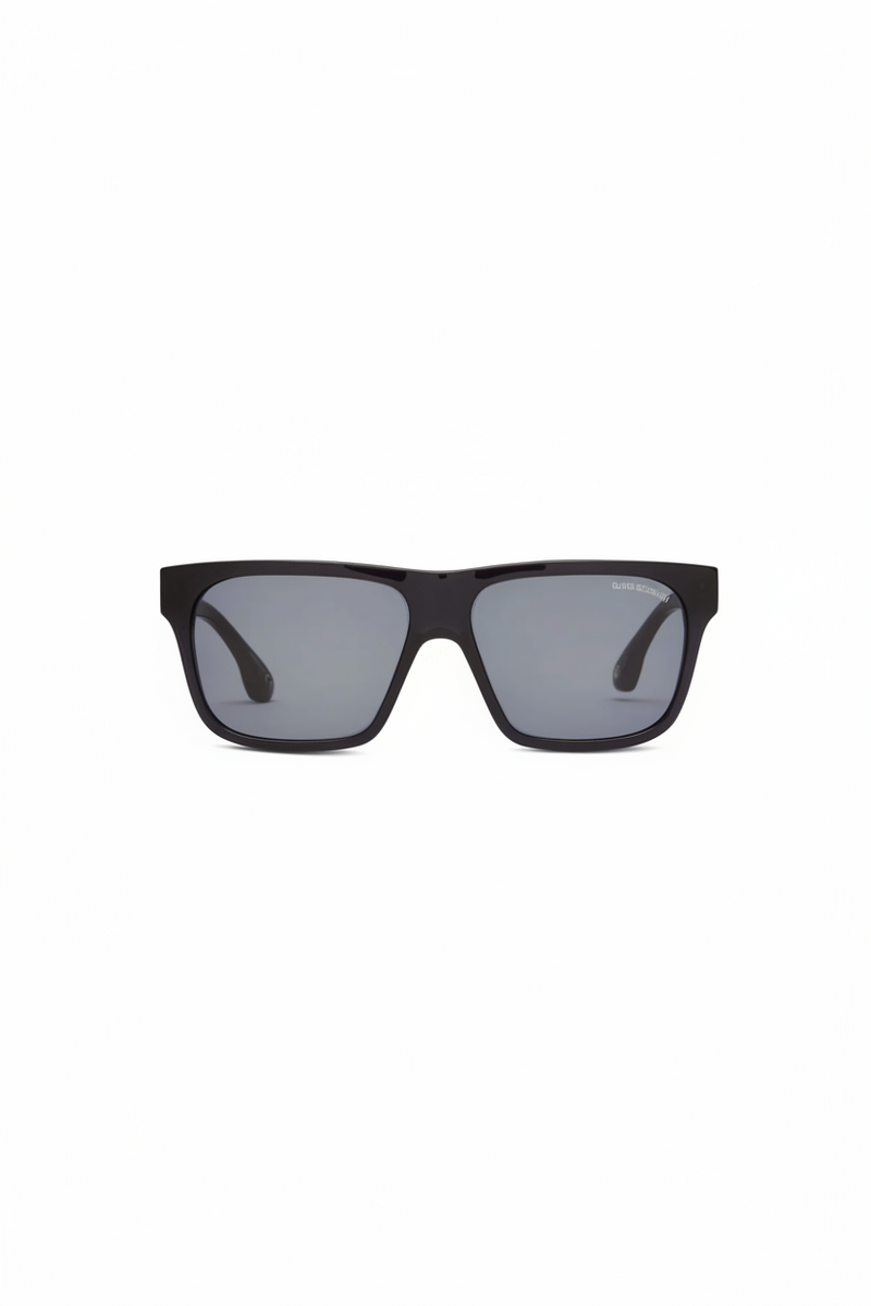 Oliver Goldsmith Finsbury sunglasses in ink, flat-top frame with grey lenses, front view