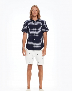 Scotch & Soda, Short sleeve shirt, Navy White Stripe