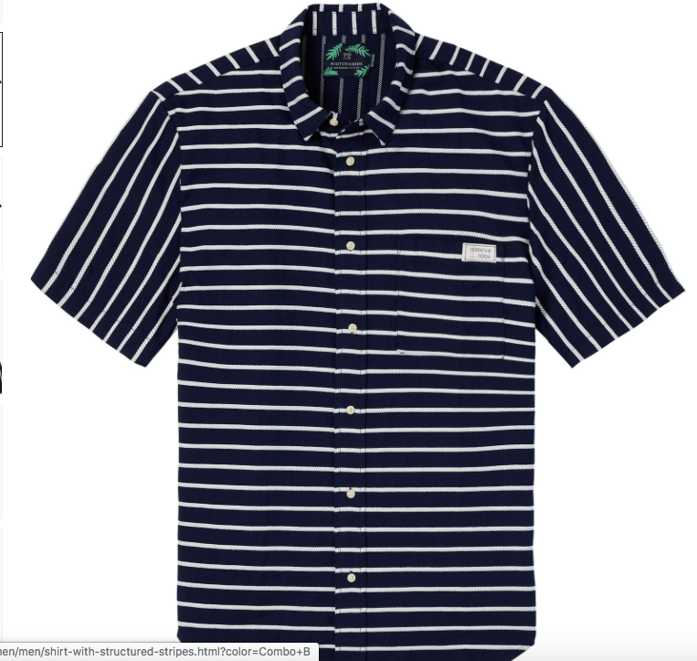 Scotch & Soda, Short sleeve shirt, Navy White Stripe