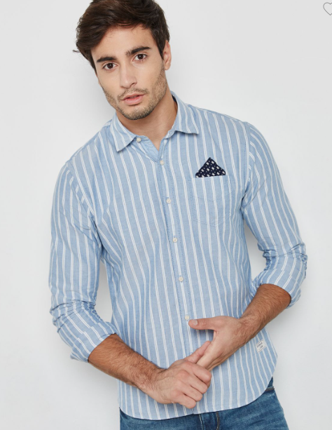 Scotch & Soda, Mens Oxford Shirt -Blue Stripe