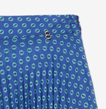 Ottod'Ame, Monogram midi poodle skirt with pleating, Iris Blue