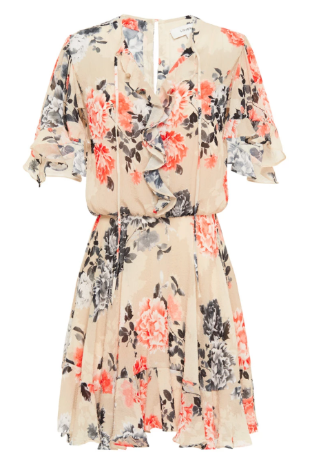 Lover Painterly Floral Mini Dress, Bone