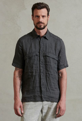 TRANSIT Camica Short Sleeve Shirt - Charcoal