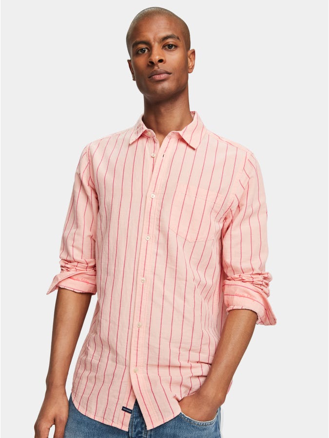 SCOTCH &  SODA Striped Cotton-Linen Shirt | Regular Fit - Combo C