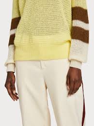 Scotch & Soda, Pullover knit with colourblock sleeves, Citrus