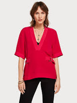 SCOTCH & SODA Viscose Mix Shirt with D Rings - Pink