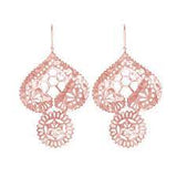 Murkani, Vintage Lace Doily large earrings, Rose Gold Plate