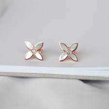Murkani, Desert Flower, Small earrings with MOP in Rose Gold Plate