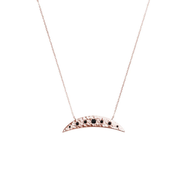 MURKANI - Eclipse Necklace with Black Spinel - Rose Gold Plate