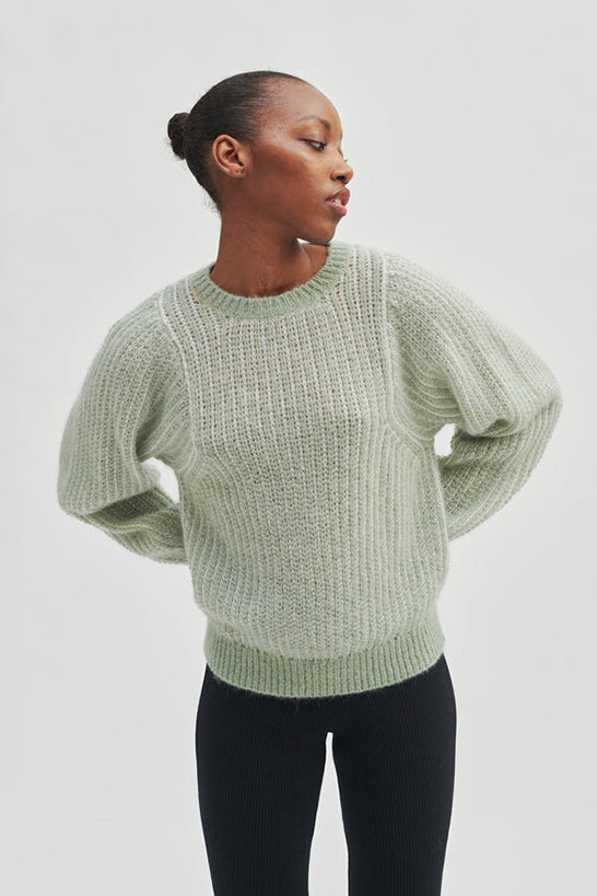 SECOND FEMALE Kubra Knit O Neck - Laurel Green