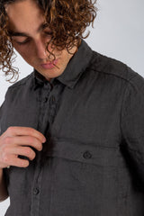 TRANSIT Camica Short Sleeve Shirt - Charcoal